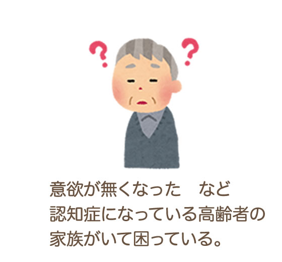 意欲が無くなったなど認知症になっている高齢者の家族がいて困っている。